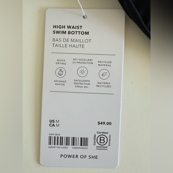 ATHLETA HIGH WAIST SWIM BOTTOM    SIZE: M COLOR: BLACK   ***NWT***​ - Picture 4 of 5